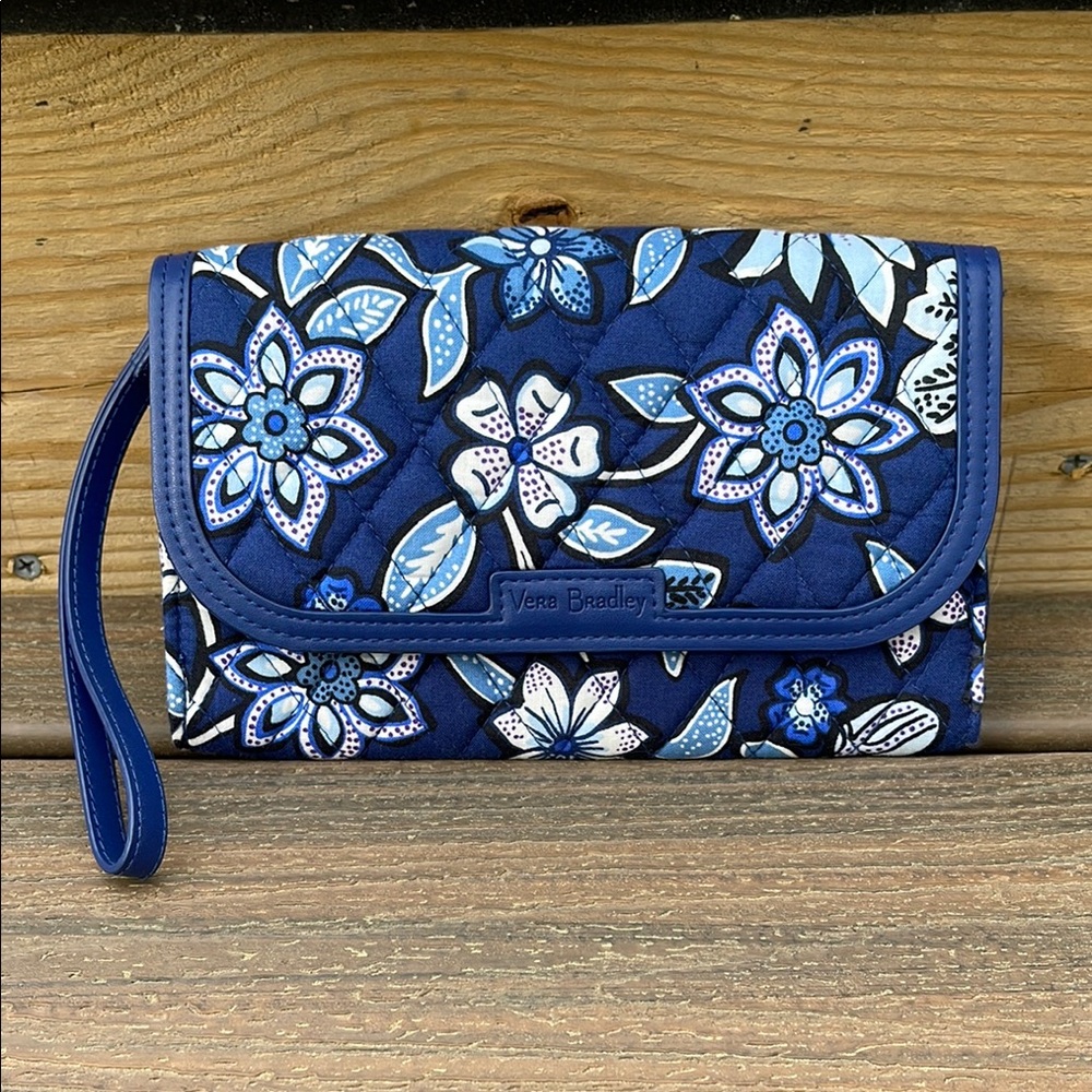 Vera Bradley Blue Floral Wristlet Bag